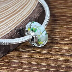 Murano Glass Wild Flowers Floral Bead Charm